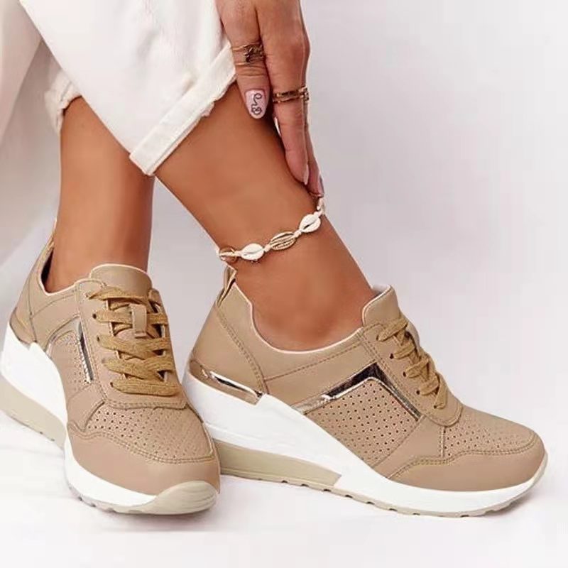 Women's Breathable Casual Sneakers with Platform Sole and Lace-Up Design 0