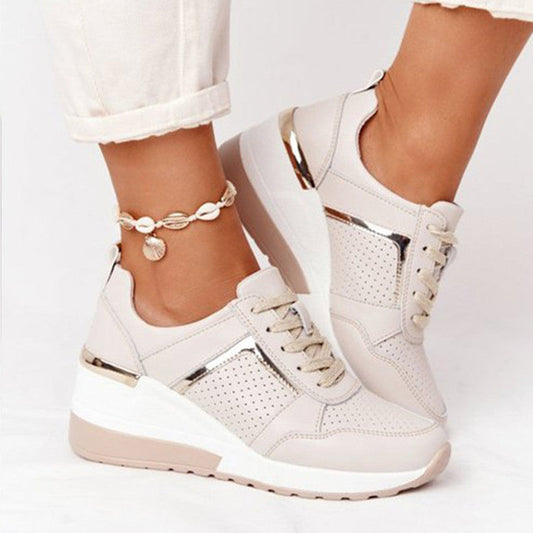 Women's Breathable Casual Sneakers with Platform Sole and Lace-Up Design 1