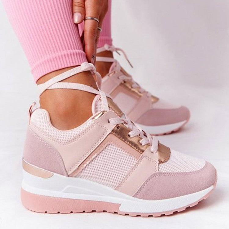 Women's Breathable Casual Sneakers with Platform Sole and Lace-Up Design 2