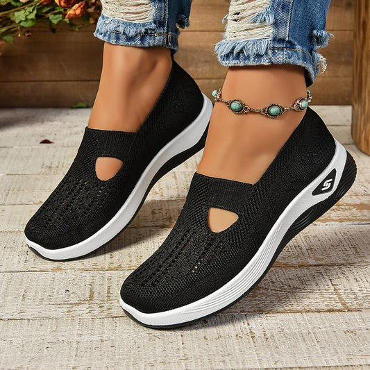 Women’s Breathable Knit Slip-On Sneakers with Cushioned Sole – Casual Low-Cut Design 0