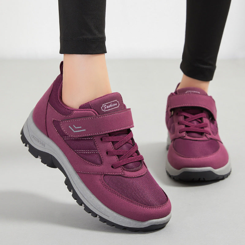 Women's Breathable Mesh Low-Top Sneakers with Velcro Strap and Cushioned Sole 0