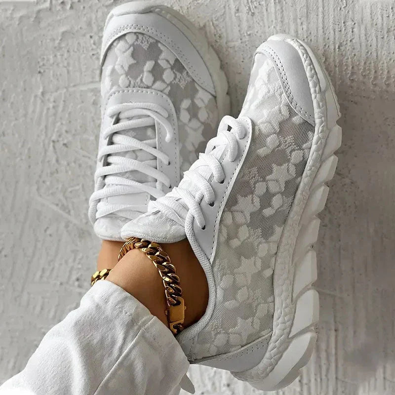Women's Breathable Mesh Sneakers with Cushioned Sole – Casual Lace-Up Low Top 2