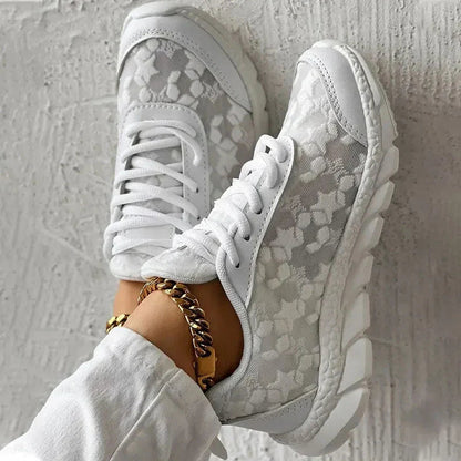 Women's Breathable Mesh Sneakers with Cushioned Sole – Casual Lace-Up Low Top 2