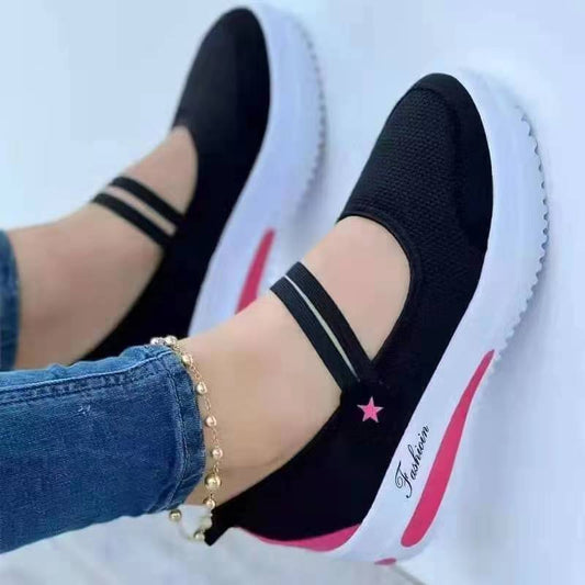 Women's Breathable Slip-On Casual Shoes with Platform Sole – Elastic Design for All-Day Comfort 1