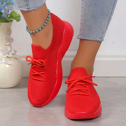 Women’s Breathable Slip-On Sneakers with Cushioned Sole – Flexible Knit Design 0