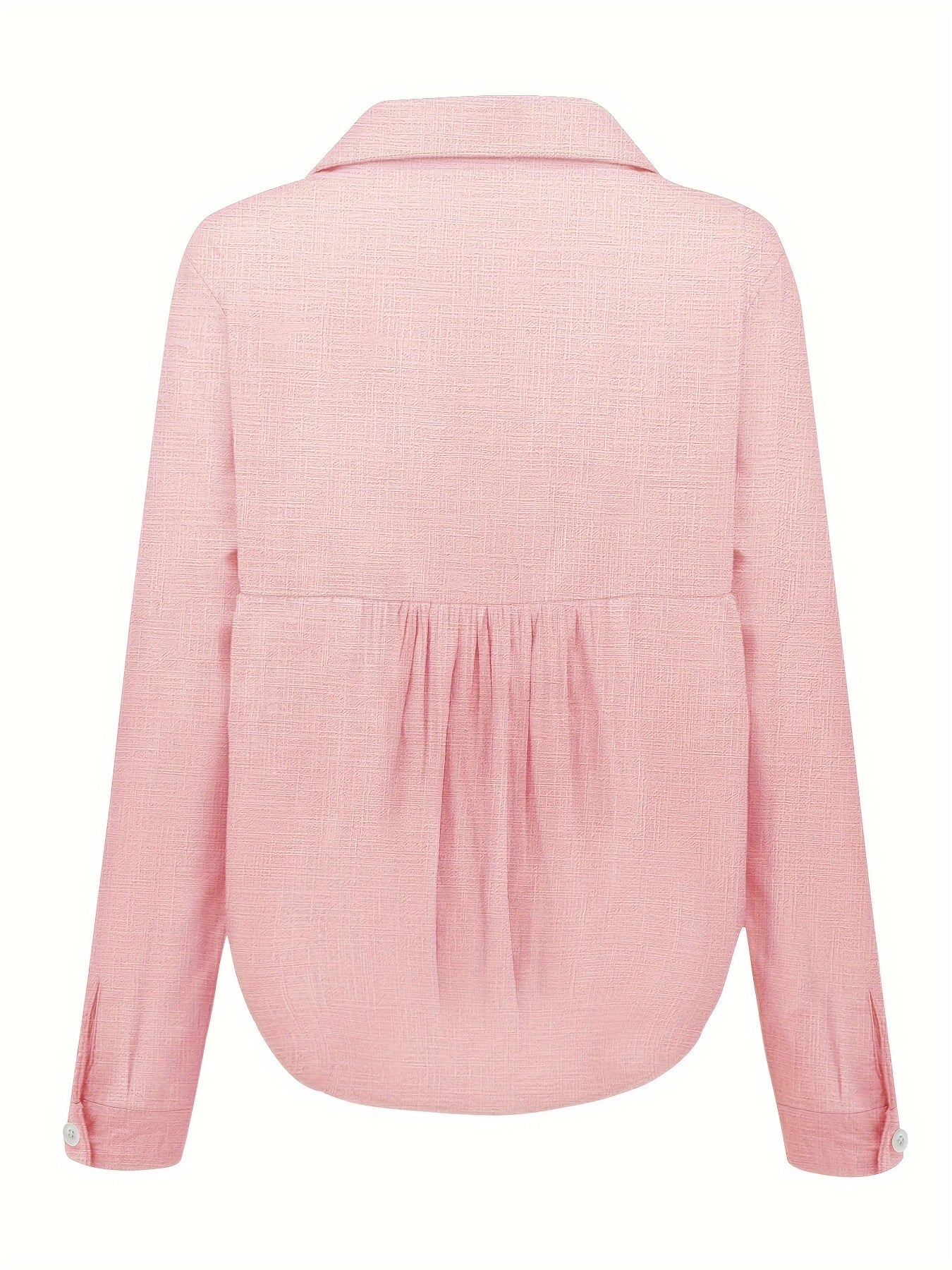 Womens Lightweight Linen Blend Button-Up Shirt - Long Sleeve Relaxed Fit 7