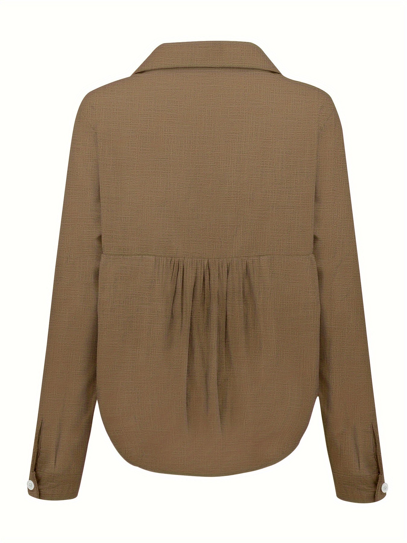 Womens Lightweight Linen Blend Button-Up Shirt - Long Sleeve Relaxed Fit 8