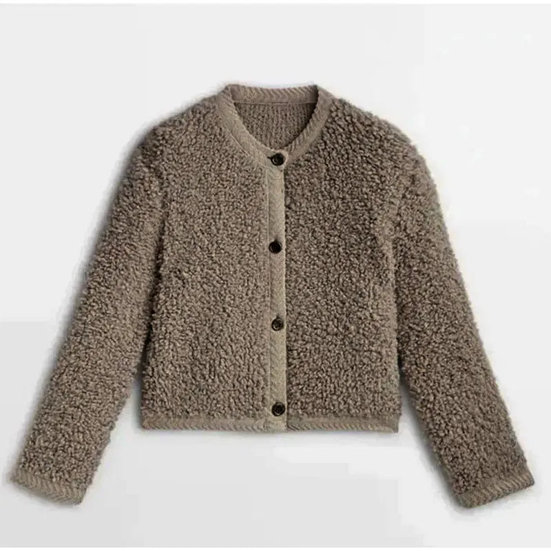 Women's Fleece Jacket Beige Soft Teddy - 8