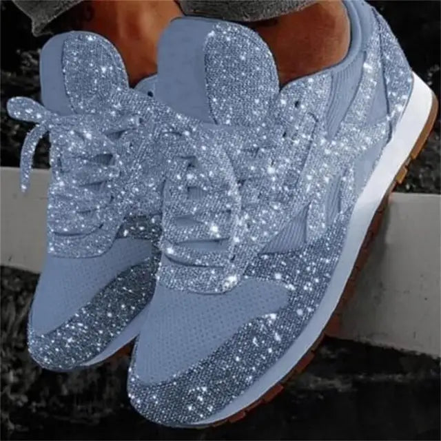 Women's Casual Glitter Sneakers with Sequin Embellishments – Stylish Lace-Up Design 3