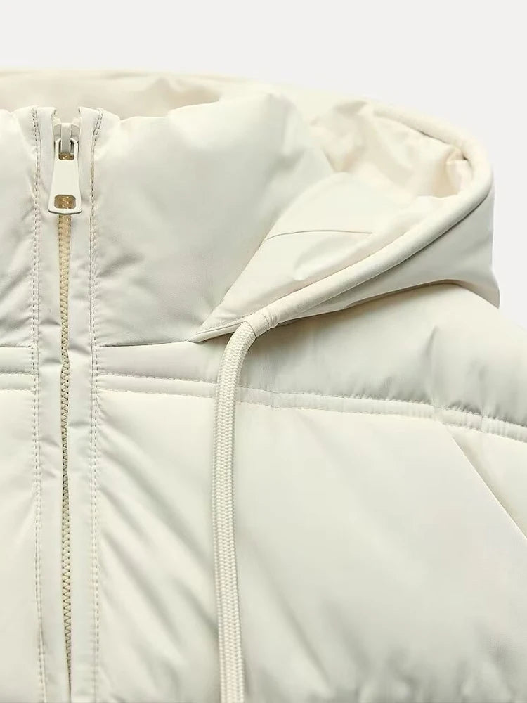 Women's Hooded Puffer Jacket Grey Quilted Lightweight Winter Coat - 5