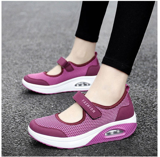 Women's Casual Low-Top Shoes with Velcro Strap and Air Cushion Sole for Everyday Comfort 0