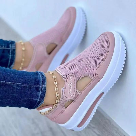 Women’s Casual Low-Top Sneakers with Chunky Sole and Velcro Strap 1