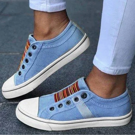 Women’s Casual Slip-On Sneakers with Elastic Bands and Rubber Sole for Everyday Comfort 0