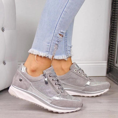 Women's Casual Sporty Sneakers with Lace-Up and Zip Closure – Cushioned Sole for Comfort 3