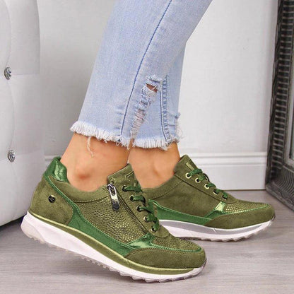 Women's Casual Sporty Sneakers with Lace-Up and Zip Closure – Cushioned Sole for Comfort 4