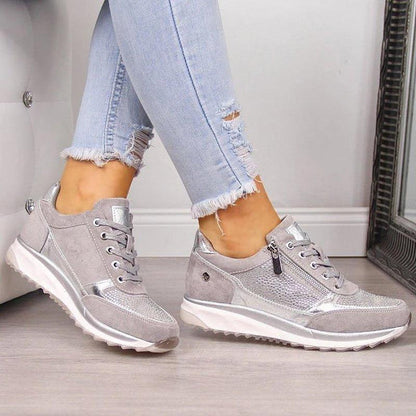 Women's Casual Sporty Sneakers with Lace-Up and Zip Closure – Cushioned Sole for Comfort 6