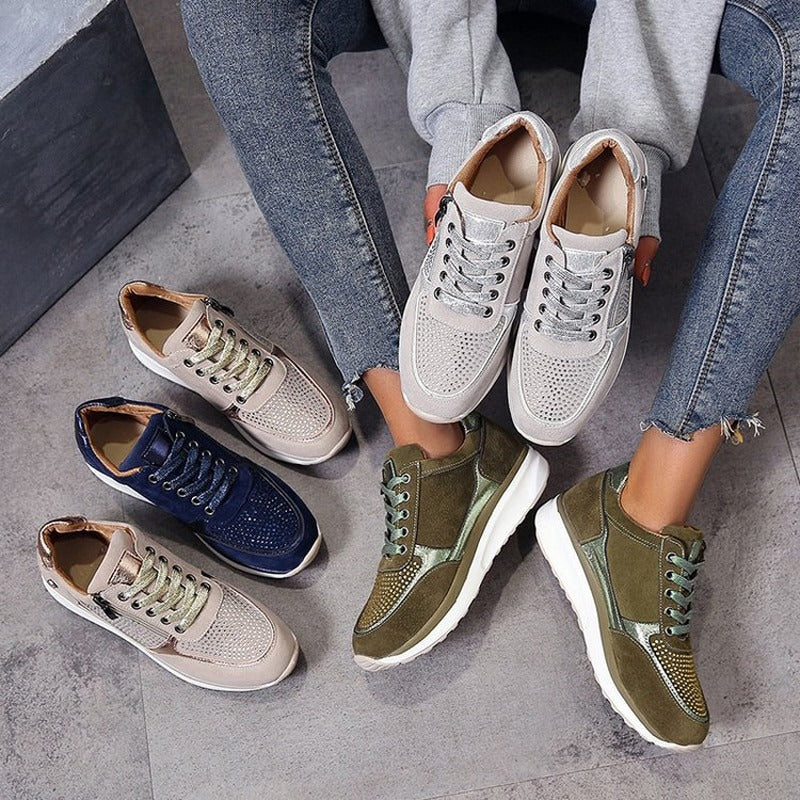 Women's Casual Sporty Sneakers with Lace-Up and Zip Closure – Cushioned Sole for Comfort 8