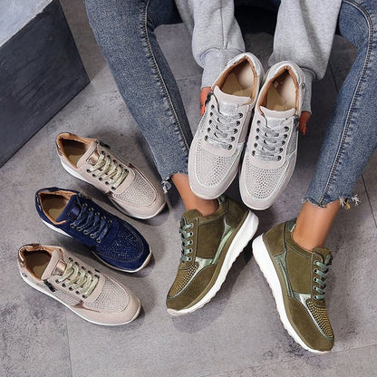 Women's Casual Sporty Sneakers with Lace-Up and Zip Closure – Cushioned Sole for Comfort 8