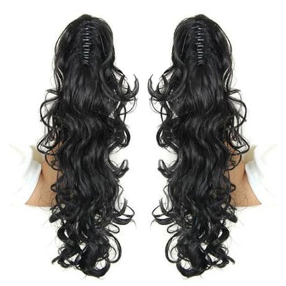Women's Claw Clip-in Ponytail Hair Extension Long Straight Curly High-Temperature Fiber 0