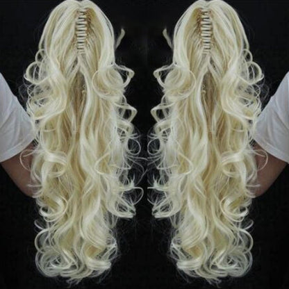 Women's Claw Clip-in Ponytail Hair Extension Long Straight Curly High-Temperature Fiber 14