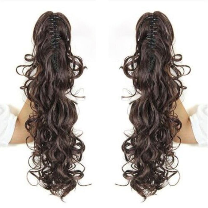 Women's Claw Clip-in Ponytail Hair Extension Long Straight Curly High-Temperature Fiber 45
