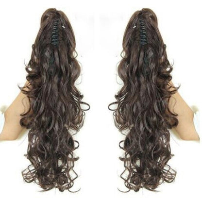 Women's Claw Clip-in Ponytail Hair Extension Long Straight Curly High-Temperature Fiber 5