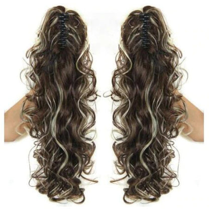 Women's Claw Clip-in Ponytail Hair Extension Long Straight Curly High-Temperature Fiber 6