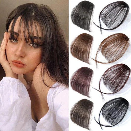 Women's Clip-In Bangs Wig Extension Light Brown High-Temperature Fiber 1