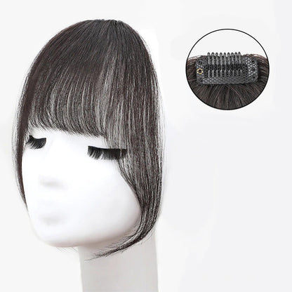 Women's Clip-In Bangs Wig Extension Light Brown High-Temperature Fiber 17