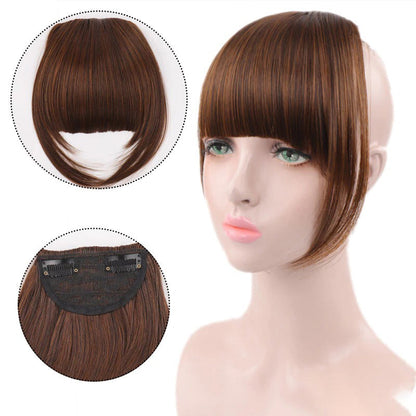 Women's Clip-In Bangs Wig Extension Light Brown High-Temperature Fiber 18