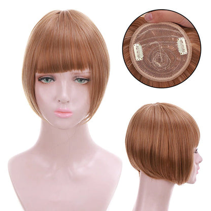 Women's Clip-In Bangs Wig Extension Light Brown High-Temperature Fiber 29