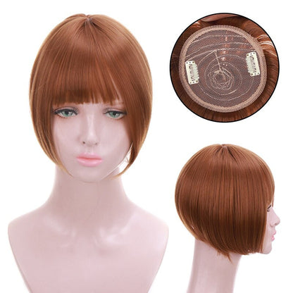 Women's Clip-In Bangs Wig Extension Light Brown High-Temperature Fiber 33