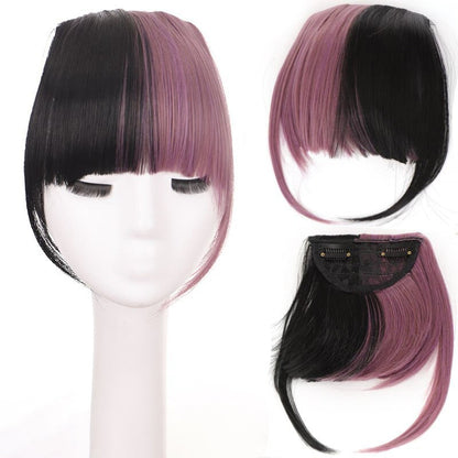 Women's Clip-In Bangs Wig Extension Light Brown High-Temperature Fiber 39