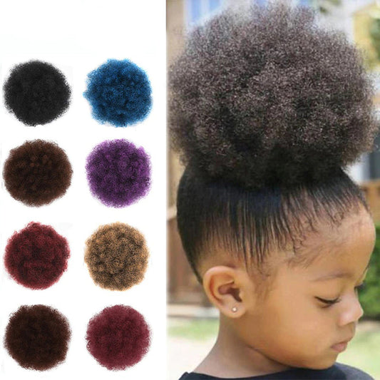 Women's Clip-In Hair Bun Black High-Temperature Fiber Afro Kinky Extension 1