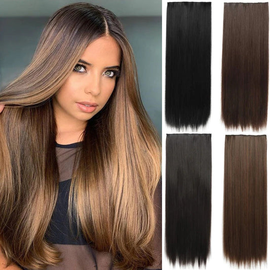 Women's Clip-In Hair Extensions Long Straight Curly High-Temperature Fiber 1