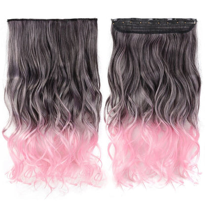Women's Clip-In Ombre Hair Extensions 22 Inches Curly High-Temperature Fiber 9