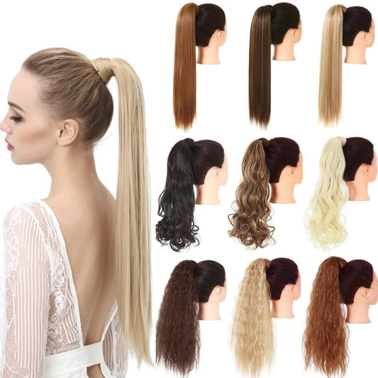 Women's Clip-In Ponytail Extension Brown High-Temperature Fiber 1