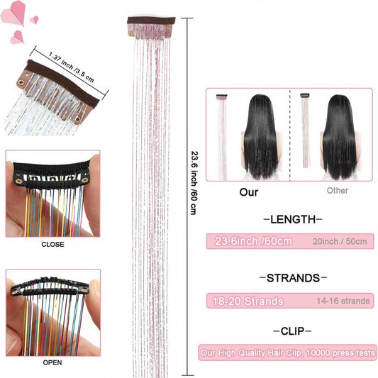 Women's Clip-on Hair Extension Glitter 24in High-Temperature Fiber 1