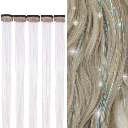 Women's Clip-on Hair Extension Glitter 24in High-Temperature Fiber 7