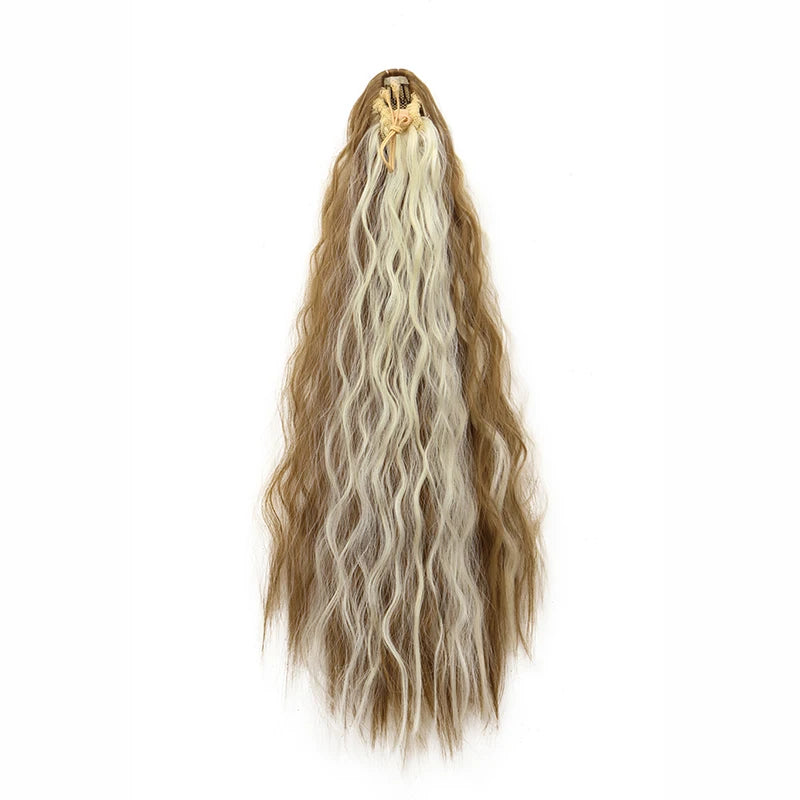 Women's Clip In Ponytail Extension 22 Inch Kinky Wave Synthetic Fiber 6