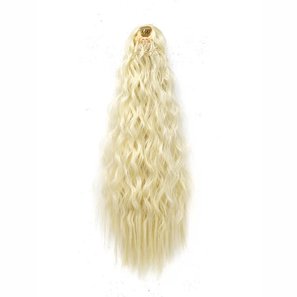 Women's Clip In Ponytail Extension 22 Inch Kinky Wave Synthetic Fiber 7