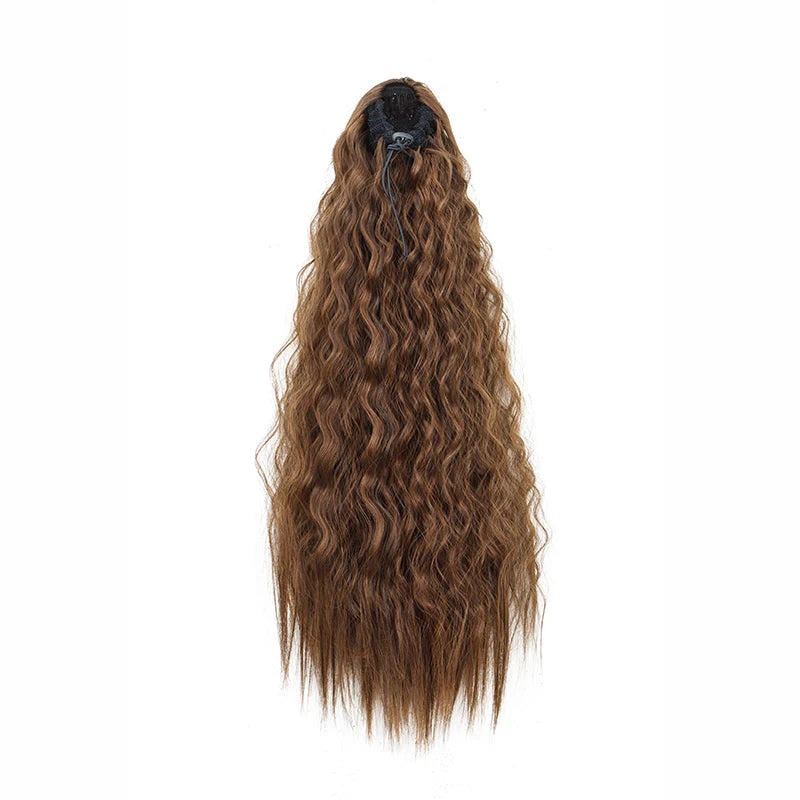 Women's Clip In Ponytail Extension 22 Inch Kinky Wave Synthetic Fiber 8