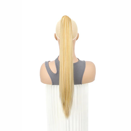 Women's Clip In Ponytail Extension 24 Inch Synthetic Heat Resistant Blonde Black 8