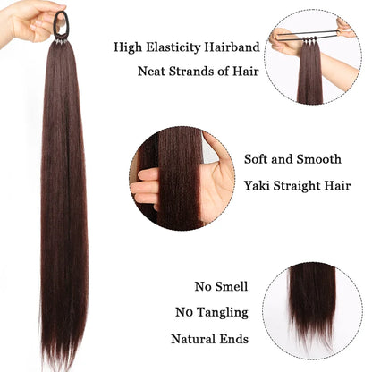 Women's Clip In Ponytail Extension 28 Inch Black Brown Synthetic 2