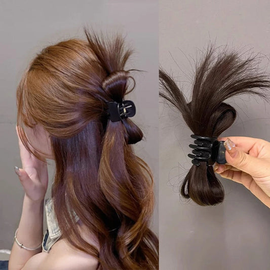 Women's Clip In Ponytail Extension Brown Polyester 1