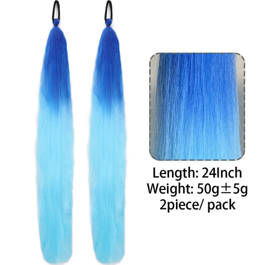 Women's Clip In Ponytail Extension Multi-Color Synthetic Long Hairpiece 1