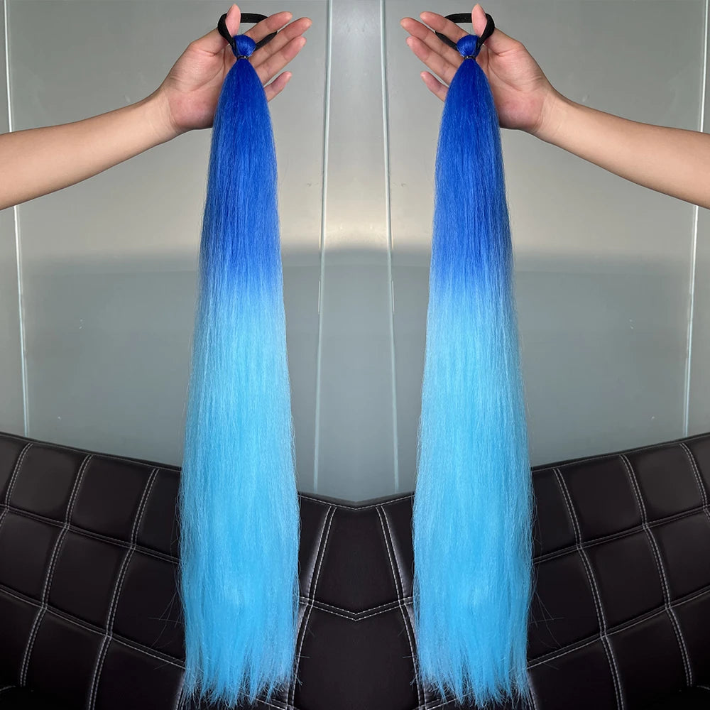 Women's Clip In Ponytail Extension Multi-Color Synthetic Long Hairpiece 28