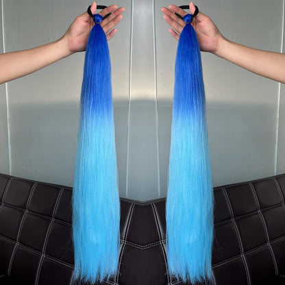 Women's Clip In Ponytail Extension Multi-Color Synthetic Long Hairpiece 28