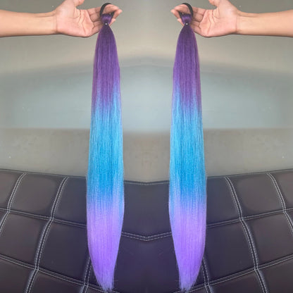Women's Clip In Ponytail Extension Multi-Color Synthetic Long Hairpiece 35