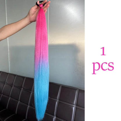 Women's Clip In Ponytail Extension Multi-Color Synthetic Long Hairpiece 9